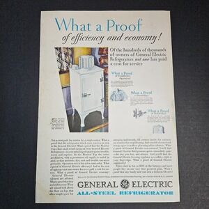 1930 General Electric All Steel Refrigerator Full Page Vintage Magazine Print Ad
